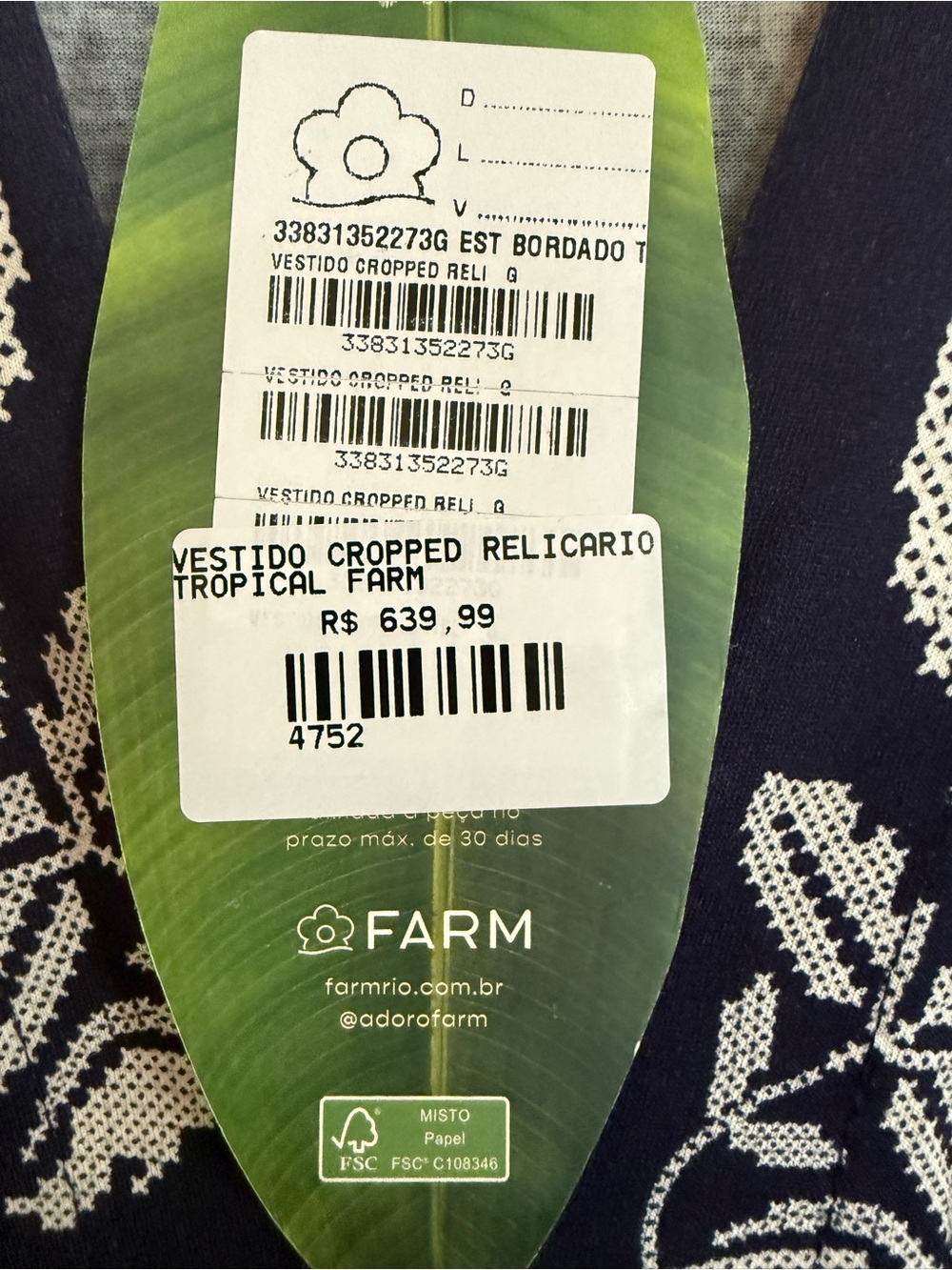 FARM Rio Navy Maxi Dress with White Floral Embroidery - Picture 2 of 4
